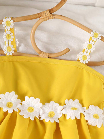 Girls Summer Floral Ruffle Strap Sleeveless Dress Girls Summer Floral Ruffle Strap Sleeveless Dress