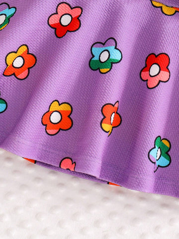 Girls Sweet Floral Print Ruffle Collar Dress With Beaded Embroidered Bag, Suitable For Daily Occasions, Parties And Vacations To Showcase Girls' Sweetness And Liveliness Girls Sweet Floral Print Ruffle Collar Dress With Beaded Embroidered Bag, Suitable For Daily Occasions, Parties And Vacations To Showcase Girls' Sweetness And Liveliness