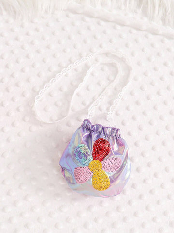 Girls Sweet Floral Print Ruffle Collar Dress With Beaded Embroidered Bag, Suitable For Daily Occasions, Parties And Vacations To Showcase Girls' Sweetness And Liveliness Girls Sweet Floral Print Ruffle Collar Dress With Beaded Embroidered Bag, Suitable For Daily Occasions, Parties And Vacations To Showcase Girls' Sweetness And Liveliness