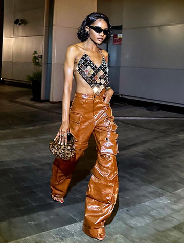 Giulia Leather Pants In Brown Giulia Leather Pants In Brown