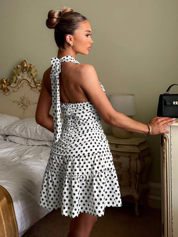Glamine Women's Romantic Polka Dot Shirred Mini Dress - K-POP Style Spring And Summer Vacation Wear, Perfect For Valentine's Day Dates Glamine Women's Romantic Polka Dot Shirred Mini Dress - K-POP Style Spring And Summer Vacation Wear, Perfect For Valentine's Day Dates