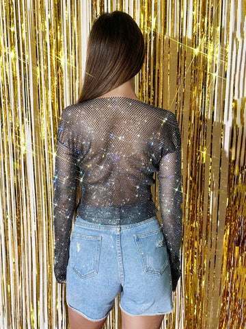 Glamorous Sparking Rhinestones Skinny T-Shirts Festival Rave Crop Top Women Sexy Skinny See Through Long Sleeve Cover Up Elastic Mesh Fishnet Glitter Crystal Tank Tops Night Out Clubwear Party T Shirt Glamorous Sparking Rhinestones Skinny T-Shirts Festival Rave Crop Top Women Sexy Skinny See Through Long Sleeve Cover Up Elastic Mesh Fishnet Glitter Crystal Tank Tops Night Out Clubwear Party T Shirt