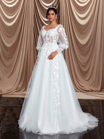 Glamrae Elegant And Gorgeous, Luxurious Embroidered Lace Splicing Mesh,  Festivals, Vacations, Honeymoon Wedding Dresses Glamrae Elegant And Gorgeous, Luxurious Embroidered Lace Splicing Mesh,  Festivals, Vacations, Honeymoon Wedding Dresses