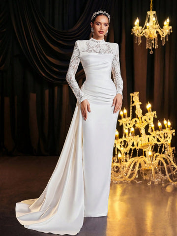 Glamrae Elegant Black Luxury Handmade Hot Diamond Pearl Diamond Tassel Round Neck See-Through Long Sleeve Slit Long Style Suitable For Evening Parties Ladies Formal Dinner Dress Glamrae Elegant Black Luxury Handmade Hot Diamond Pearl Diamond Tassel Round Neck See-Through Long Sleeve Slit Long Style Suitable For Evening Parties Ladies Formal Dinner Dress