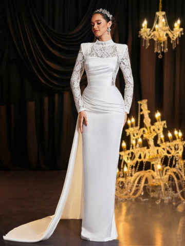 Glamrae Elegant Black Luxury Handmade Hot Diamond Pearl Diamond Tassel Round Neck See-Through Long Sleeve Slit Long Style Suitable For Evening Parties Ladies Formal Dinner Dress Glamrae Elegant Black Luxury Handmade Hot Diamond Pearl Diamond Tassel Round Neck See-Through Long Sleeve Slit Long Style Suitable For Evening Parties Ladies Formal Dinner Dress