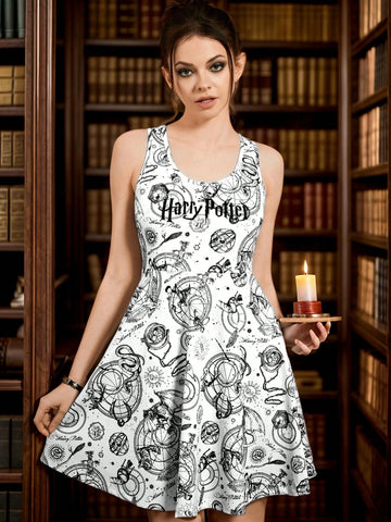 Women Summer Casual Allover Print Round Neck Tank Dress Women Summer Casual Allover Print Round Neck Tank Dress