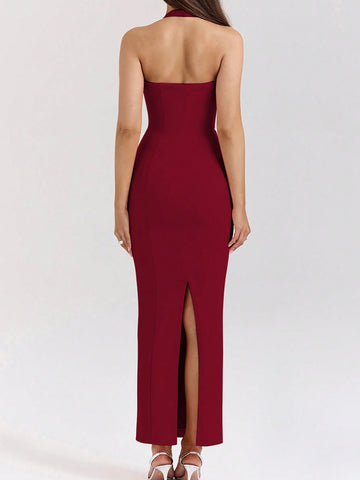 Halter Sleeveless Bodycon Long Party Dress Halter Sleeveless Bodycon Long Party Dress