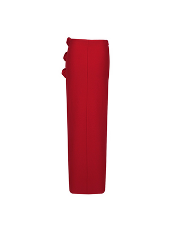 Jessamine Flower Asymmetric Bandage Skirt In Red Jessamine Flower Asymmetric Bandage Skirt In Red