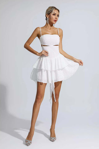 Jordan White Hollow Out Mini Dress Jordan White Hollow Out Mini Dress