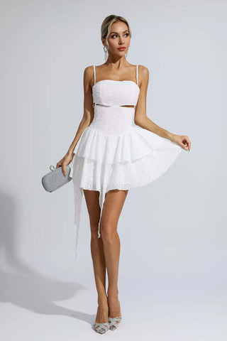 Jordan White Hollow Out Mini Dress Jordan White Hollow Out Mini Dress