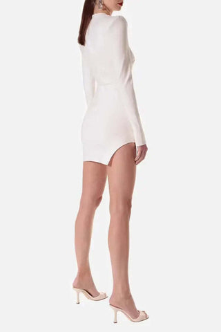 Jordyn White Mesh Stitching Bandage Mini Dress Jordyn White Mesh Stitching Bandage Mini Dress