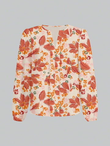 Floral, Leaf Vacation Elegant Casual Minimalist Women Shirt Floral, Leaf Vacation Elegant Casual Minimalist Women Shirt