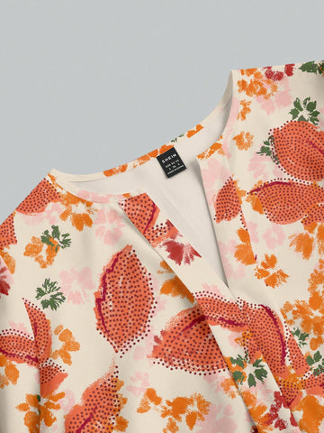 Floral, Leaf Vacation Elegant Casual Minimalist Women Shirt Floral, Leaf Vacation Elegant Casual Minimalist Women Shirt