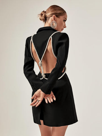 Juno Plunge Backless Blazer Dress Juno Plunge Backless Blazer Dress