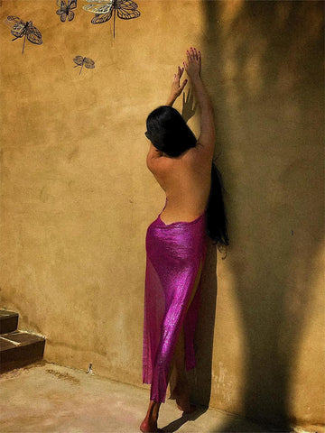 Kalani Metal Mesh Maxi Dress In Hot Pink Kalani Metal Mesh Maxi Dress In Hot Pink