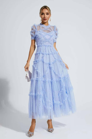 Kinley Blue Ruched Maxi Casual Dress Kinley Blue Ruched Maxi Casual Dress