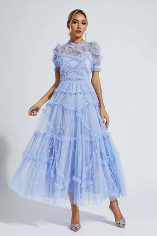 Kinley Blue Ruched Maxi Casual Dress Kinley Blue Ruched Maxi Casual Dress