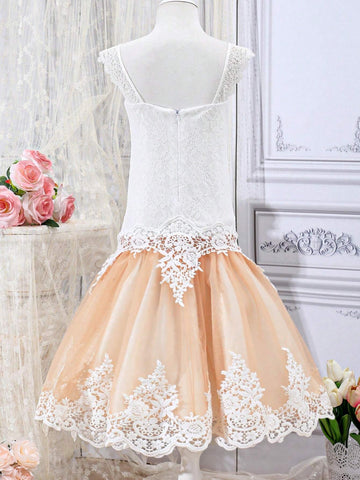 Lace Mesh Mermaid Hem Formal Dress Wedding Party Dress Mommy And Me Matching Outfits(2 Pieces Are Sold Separately) Lace Mesh Mermaid Hem Formal Dress Wedding Party Dress Mommy And Me Matching Outfits(2 Pieces Are Sold Separately)