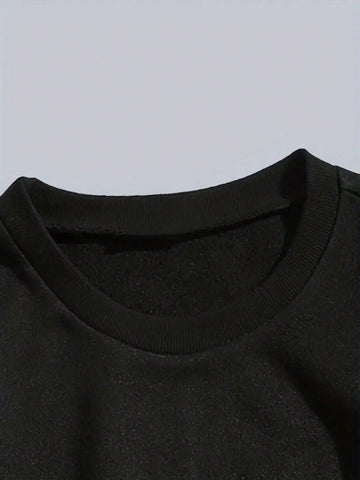 Ladies' Letter Printed Round Neck Sweatshirt And Shorts Set Ladies' Letter Printed Round Neck Sweatshirt And Shorts Set