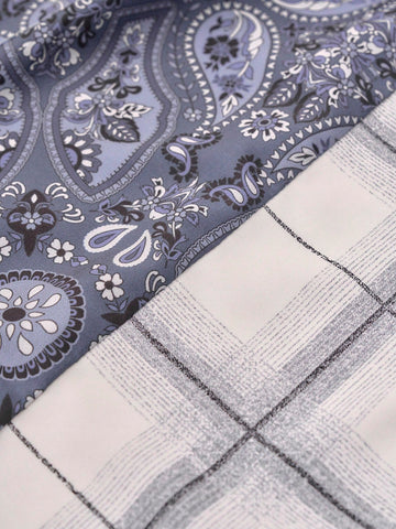 1pc Vintage Floral Mixed Check Pattern Long Sleeve Shirt 1pc Vintage Floral Mixed Check Pattern Long Sleeve Shirt