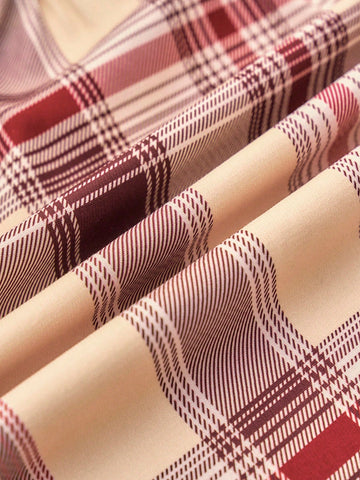 LanaWest Women's Casual Loose Striped Plaid Shirt (Random Cut) LanaWest Women's Casual Loose Striped Plaid Shirt (Random Cut)