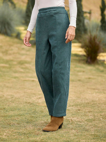 LanaWest Women's Dark Green Thick Corduroy Pants LanaWest Women's Dark Green Thick Corduroy Pants