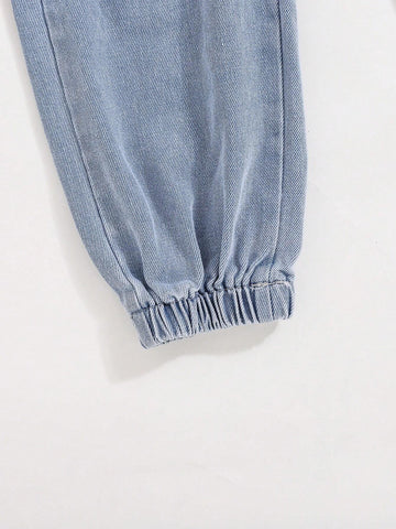 Little Girls" Light-Colored Casual Loose Distressed Tapered Jeans Little Girls" Light-Colored Casual Loose Distressed Tapered Jeans