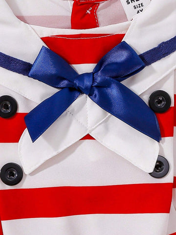 Little Girls" Preppy Style Stylish Striped Princess Dress Little Girls" Preppy Style Stylish Striped Princess Dress