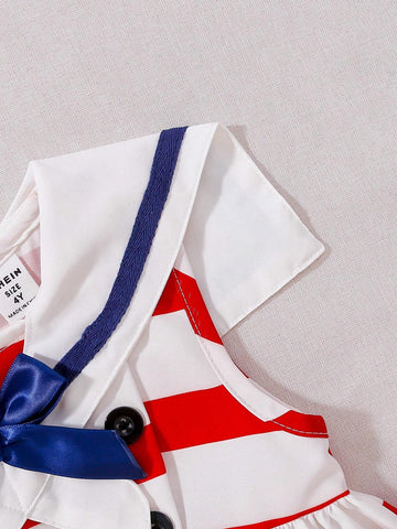 Little Girls" Preppy Style Stylish Striped Princess Dress Little Girls" Preppy Style Stylish Striped Princess Dress