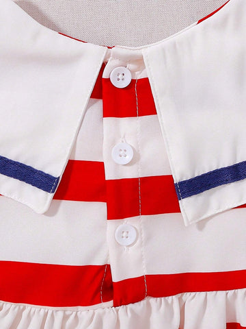 Little Girls" Preppy Style Stylish Striped Princess Dress Little Girls" Preppy Style Stylish Striped Princess Dress