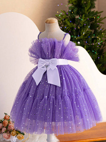 Little Girls' Sweet And Cool Camisole Mesh Dress, Daily Wear Little Girls' Sweet And Cool Camisole Mesh Dress, Daily Wear