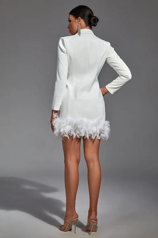 London White Feather Blazer Mini Dress London White Feather Blazer Mini Dress