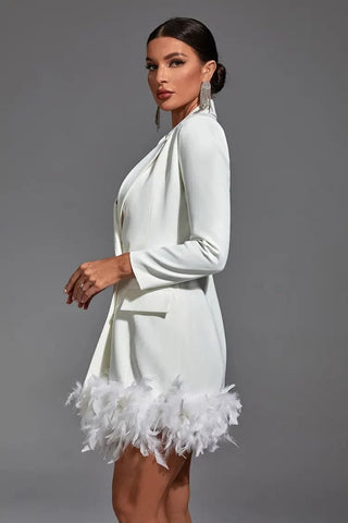 London White Feather Blazer Mini Dress London White Feather Blazer Mini Dress