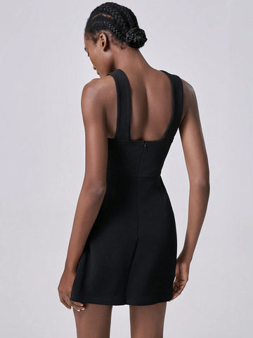 Lumivelle Knitted Texture Front Cutout Bow Accent Women Party Dress, Black Dress, Bow Dress Lumivelle Knitted Texture Front Cutout Bow Accent Women Party Dress, Black Dress, Bow Dress