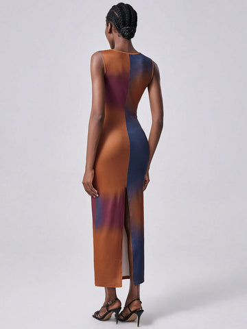 Lumivelle Women Digital Print Elegant Long Sleeve Bodycon Dress Lumivelle Women Digital Print Elegant Long Sleeve Bodycon Dress