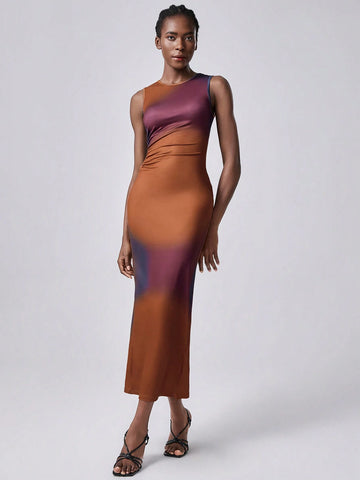 Lumivelle Women Digital Print Elegant Long Sleeve Bodycon Dress Lumivelle Women Digital Print Elegant Long Sleeve Bodycon Dress