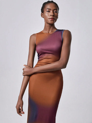 Lumivelle Women Digital Print Elegant Long Sleeve Bodycon Dress Lumivelle Women Digital Print Elegant Long Sleeve Bodycon Dress