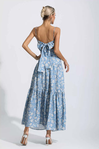 Lyra Blue Floral Ruched Slip Maxi Dress Lyra Blue Floral Ruched Slip Maxi Dress