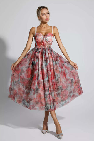 Lyric Pink Floral Midi Dress Lyric Pink Floral Midi Dress