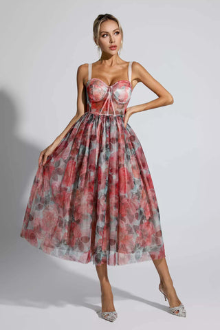 Lyric Pink Floral Midi Dress Lyric Pink Floral Midi Dress