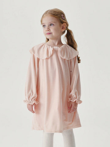 Long Sleeve Velvet Dress Collar And Puff Sleeves, Elegant Style , Autumn Long Sleeve Velvet Dress Collar And Puff Sleeves, Elegant Style , Autumn
