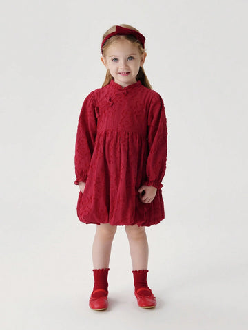 Young Girls Baby Chinese Style Floral Jacquard Mandarin Collar Cheongsam Qipao Dress, Red, Autumn/Winter Young Girls Baby Chinese Style Floral Jacquard Mandarin Collar Cheongsam Qipao Dress, Red, Autumn/Winter