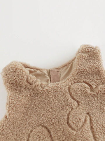 Young Girls Baby Cute Cloud Embroidery Ruffle Hem Plush Jumper Dress, Autumn/Winter Young Girls Baby Cute Cloud Embroidery Ruffle Hem Plush Jumper Dress, Autumn/Winter