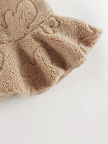 Young Girls Baby Cute Cloud Embroidery Ruffle Hem Plush Jumper Dress, Autumn/Winter Young Girls Baby Cute Cloud Embroidery Ruffle Hem Plush Jumper Dress, Autumn/Winter