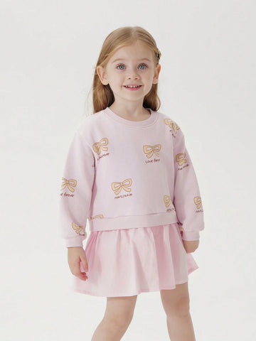 Young Girls Baby Sweet Butterfly Print Patchwork Hem Round Neck Long Sleeve Casual Dress Hoodie Dress, Autumn Young Girls Baby Sweet Butterfly Print Patchwork Hem Round Neck Long Sleeve Casual Dress Hoodie Dress, Autumn