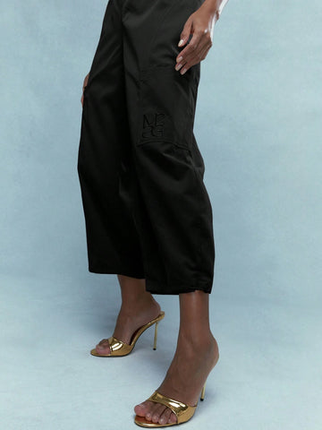 MISSGUIDED Embroidered Logo Zip Closure Bandeau Jumpsuit With Belt MISSGUIDED Embroidered Logo Zip Closure Bandeau Jumpsuit With Belt