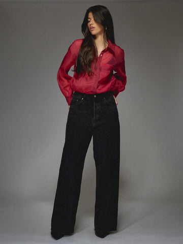 MISSGUIDED Sheer Long Sleeves Shirt Bodysuit MISSGUIDED Sheer Long Sleeves Shirt Bodysuit