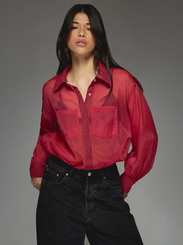 MISSGUIDED Sheer Long Sleeves Shirt Bodysuit MISSGUIDED Sheer Long Sleeves Shirt Bodysuit