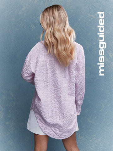MISSGUIDED Textured Shirt Blouse With Pocket Detail MISSGUIDED Textured Shirt Blouse With Pocket Detail
