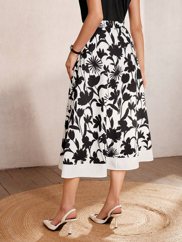 MOTF Classy CLAASY FLORAL PRINT ELASTIC WAIST A LINE SKIRT MOTF Classy CLAASY FLORAL PRINT ELASTIC WAIST A LINE SKIRT